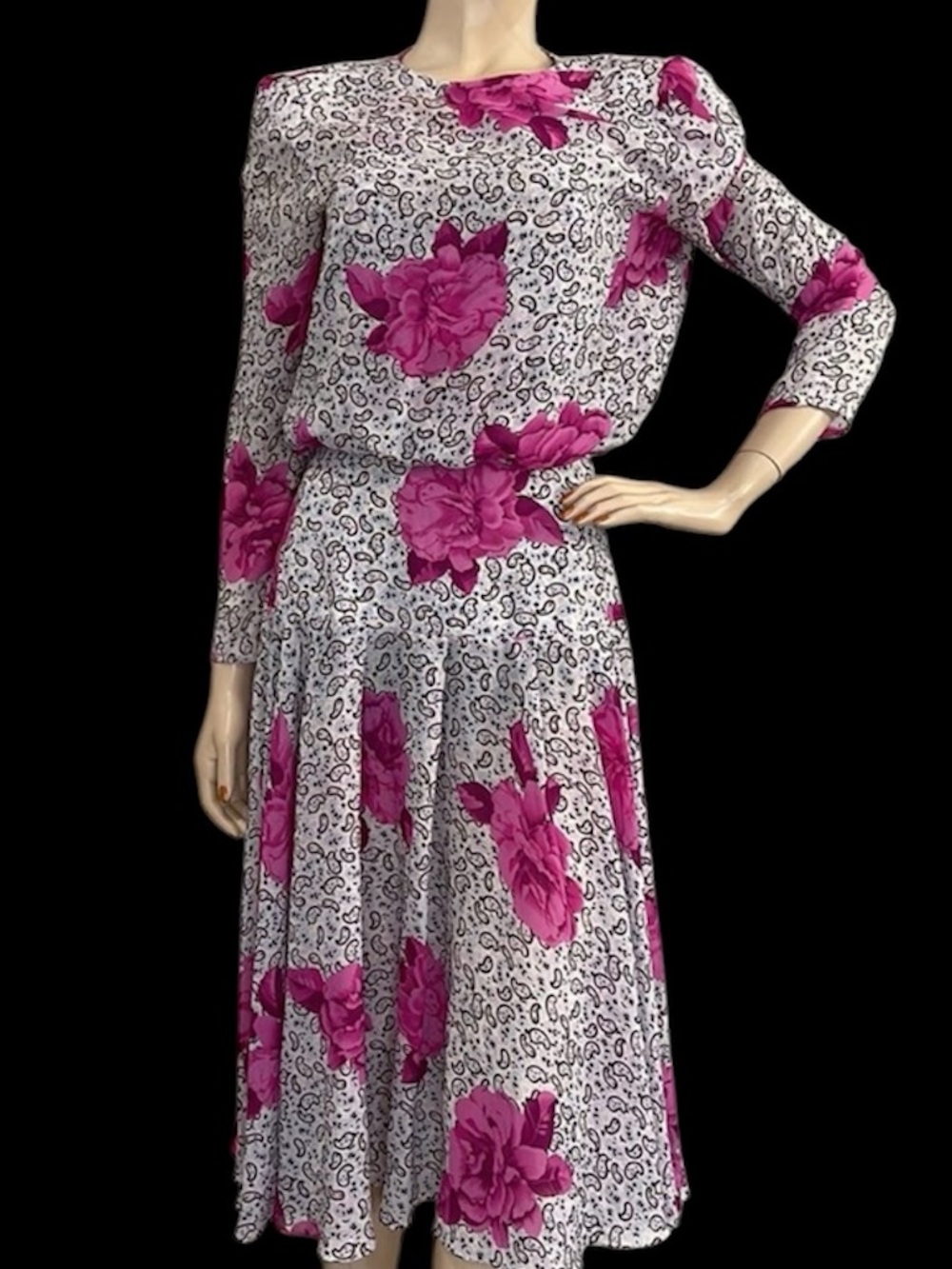 Vintage 80s Floral and Paisley Print Kono NY Dress